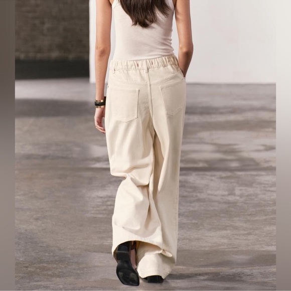 Women's Cream Wide-Leg Pants - Picture 5 of 6